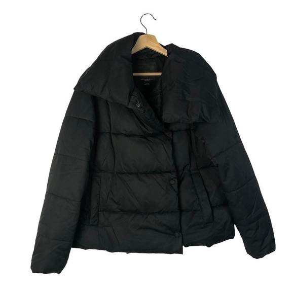MNG Mango Place Asymmetrical Black Puffer Jacket XXS/XS - Picture 1 of 3